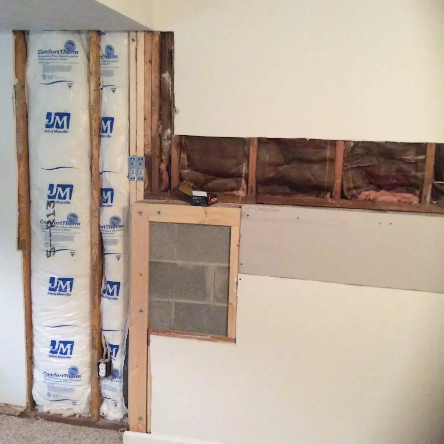 Wall insulation replacement during Basement Flood Cleanup in Milltown